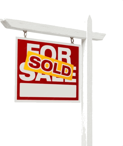 An estate agent's board with a SOLD banner across it.